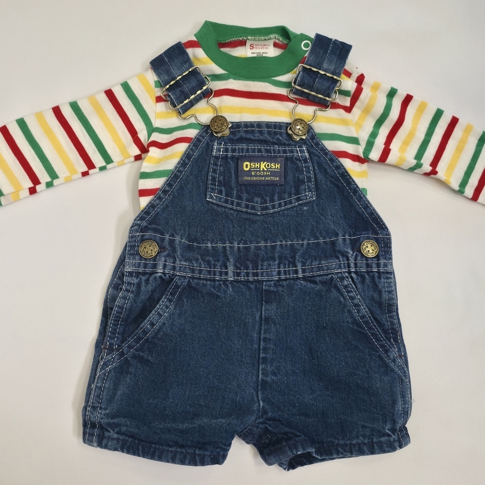 Vintage OshKosh B’Gosh Baby Overall Set USA Made 80s S Cotton
